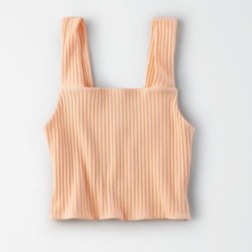 American Eagle Ribbed Square Neck Cropped Tank